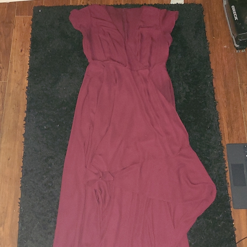 Large long flowing burgundy formal dress from Windsor